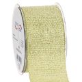 Floristik24 Glitter Decorative Ribbon 55mm x 15m Light Green Polyester with Wired Edge
