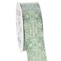 Floristik24 Decorative Ribbon with Classic Pattern, Sage Green with Glitter, 40mm x 15m, Polyester