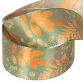 Decorative Ribbon with Leaf Pattern, Autumn Colors, 40mm x 15m, Artificial Silk | Floristik24.co.uk