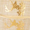 Decorative Ribbon Christmas Deer Pattern 15mm x 15m Polyester Brown and Gold | Floristik24.co.uk