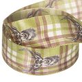 Decorative Fabric Ribbon Deer Head Check Pattern 40mm x 15m | Floristik24.co.uk