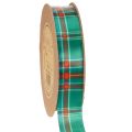 Floristik24 Green and Red Tartan Gift Ribbon, 25mm x 20m, Polyester