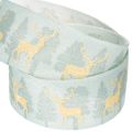 Fabric Gift Ribbon with Reindeer and Trees 40mm x 18m | Floristik24.co.uk