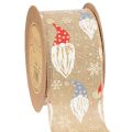 Floristik24 Decorative Ribbon with Christmas Gnomes on Jute-Style Fabric 60mm x 10m