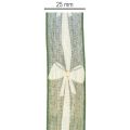 Green Fabric Ribbon with Bow and Gold Dots, 25mm x 18m, for Gift Wrapping and Decorations | Floristik24.co.uk
