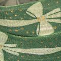 Green Fabric Ribbon with Bow and Gold Dots, 25mm x 18m, for Gift Wrapping and Decorations | Floristik24.co.uk