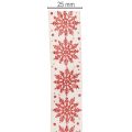Dekorative Ribbon with Snowflake Design 25mm x 20m – Red and White | Floristik24.co.uk