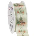 Floristik24 Dekorative Ribbon with Deer, Forest, and Floral Design, 40mm x 15m, Polyester
