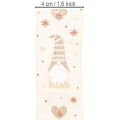 Decorative Fabric Ribbon with Gnome and Heart Motifs, Beige, 40mm x 15m | Floristik24.co.uk