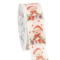 Floristik24 Fabric Gift Ribbon with Christmas Bear Design 40mm x 15m
