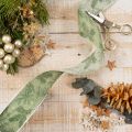 Decorative Ribbon Holly and Mistletoe 40mm x 15m Green Polyester | Floristik24.co.uk