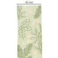 Decorative Ribbon Holly and Mistletoe 40mm x 15m Green Polyester | Floristik24.co.uk