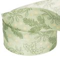 Decorative Ribbon Holly and Mistletoe 40mm x 15m Green Polyester | Floristik24.co.uk