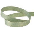 Floristik24 Gift ribbon herringbone pattern green gold 15mm 20m