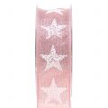 Floristik24 Deco ribbon star pink 40mm 15m