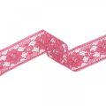 Floristik24 Lace ribbon pink 25mm deco ribbon lace 15m