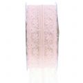 Floristik24 Lace ribbon vintage pink 40mm 20m