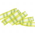 Floristik24 Deco tape check with wire edge green 15mm L20m