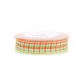 Floristik24 Checkered Ribbon Green/Orange 25mm 15m