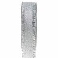 Floristik24 Deco ribbon silver with fringes 25mm 15m