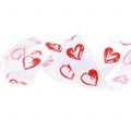 Floristik24 Deco ribbon white with red hearts 25mm 15m