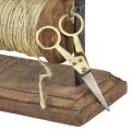 Floristik24 Dispenser wood cast iron yarn holder scissors jute L27.5cm
