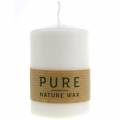 Floristik24 PURE Nature Safe Candle pillar candle stearin, rapeseed wax 90/60mm 1 piece white