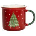 Floristik24 Red Ceramic Christmas Mug with Green Tree Design, 9cm