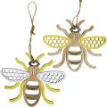 Floristik24 Decoration for hanging bees yellow, white, golden wood summer decoration 6 pieces