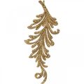 Floristik24 Tree pendant with glitter, decorative feathers to hang, Christmas decoration Golden L16cm 6pcs