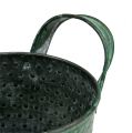 Floristik24 Tin bucket green with dots Ø11cm H9.5cm