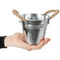 Glossy metal bucket with rope handles, Ø12cm | Floristik24.co.uk