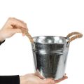 Glossy metal bucket with rope handles, Ø16cm | Floristik24.co.uk