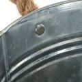 Glossy metal bucket with rope