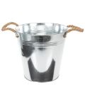 Floristik24 Glossy metal bucket with rope handles, Ø25cm