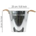 Glossy metal bucket with rope handles, Ø25cm | Floristik24.co.uk