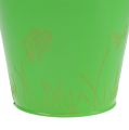 Floristik24 Tin bucket green with pattern Ø13cm H12cm 4pcs