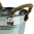 Floristik24 Tin bucket with rope handles shiny Ø18cm
