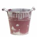 Floristik24 Metal bucket purple washed white Ø19cm H17cm 1pc
