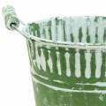 Floristik24 Tin bucket green washed white Ø19cm H17cm 1pc