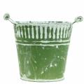 Floristik24 Metal bucket green white washed Ø16cm H15cm 1pc