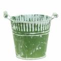 Floristik24 Tin bucket green washed white Ø19cm H17cm 1pc