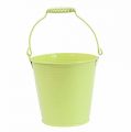Floristik24 Bucket with grooves Pastel green Ø14,5cm H14,5cm