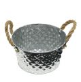Floristik24 Sheet metal bowl with rope handles Ø18cm H10cm