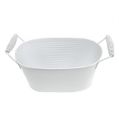 Floristik24 Sheet metal bowl with handle white oval 20x11cm H9cm 1p