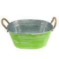 Floristik24 Sheet metal bowl oval 40x29cm H18cm light green 1p