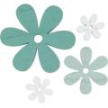 Floristik24 Sprinkle decoration blossom green, mint, white wood flowers to sprinkle 29pcs