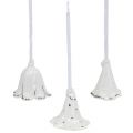 Floristik24 Flower bells for hanging white, silver 3pcs