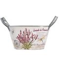 Floristik24 Flower bowl with handles oval metal lavender 26×13×14,5cm
