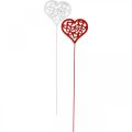 Floristik24 Flower plug heart red, white decorative plug Valentine&#39;s Day 7cm 12pcs